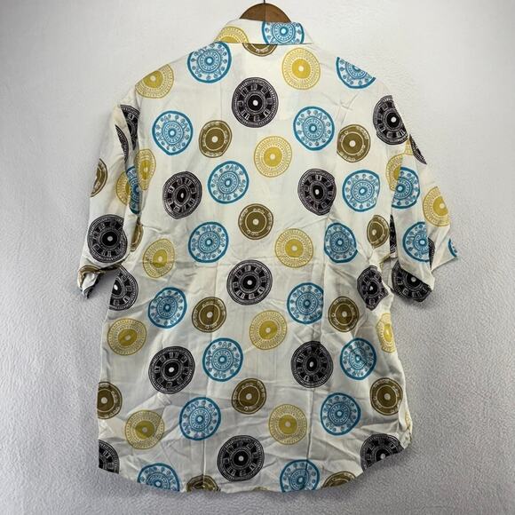 Vintage Blueprint Shirt men's Medium White Geometric Rayon All Over 80s 90s NEW - Picture 7 of 9